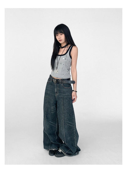 Tear Star Print Slimming Knit Vest