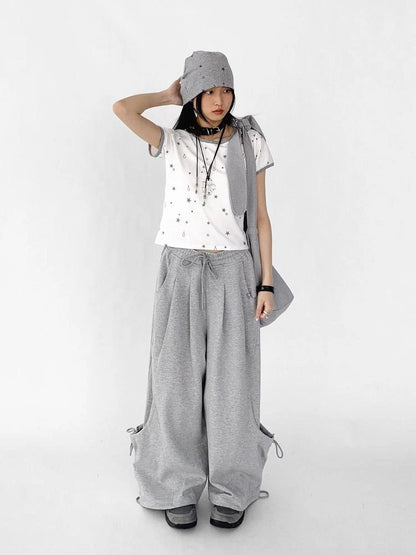 Tear Star Print Stretch Knit Tee