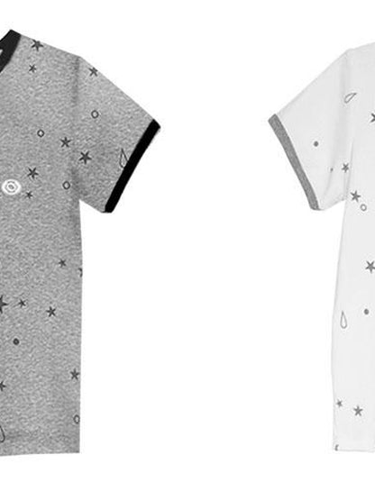 innomoood Tear Star Print Stretch Knit Tee