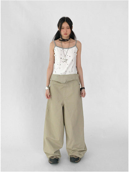 innomoood Tear Stars Raw Edge Applique Overalls
