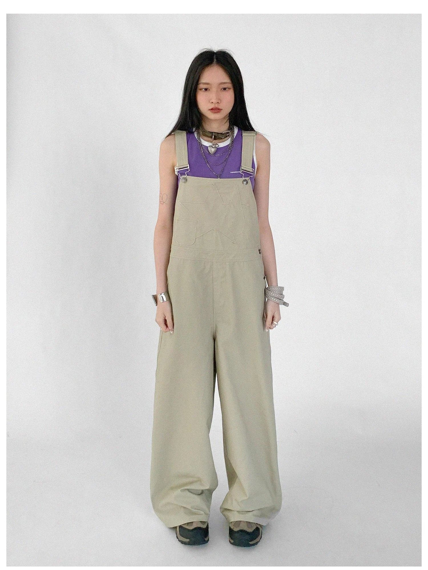 Tear Stars Raw Edge Applique Overalls