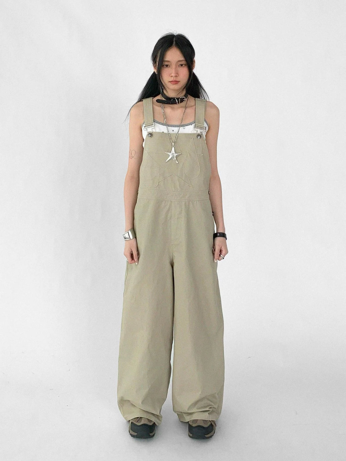 Tear Stars Raw Edge Applique Overalls