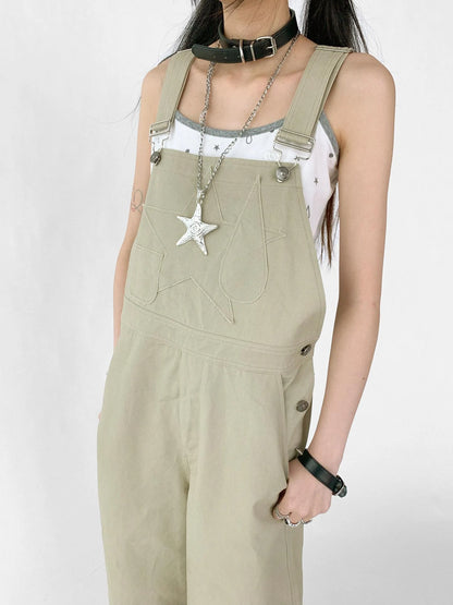Tear Stars Raw Edge Applique Overalls