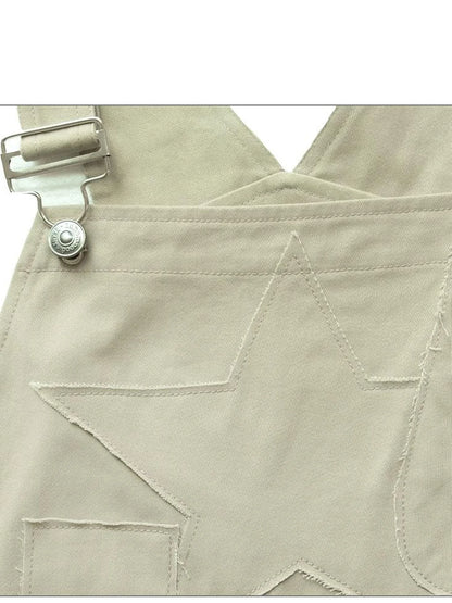 Tear Stars Raw Edge Applique Overalls
