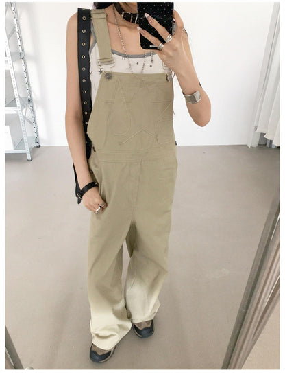 innomoood Tear Stars Raw Edge Applique Overalls