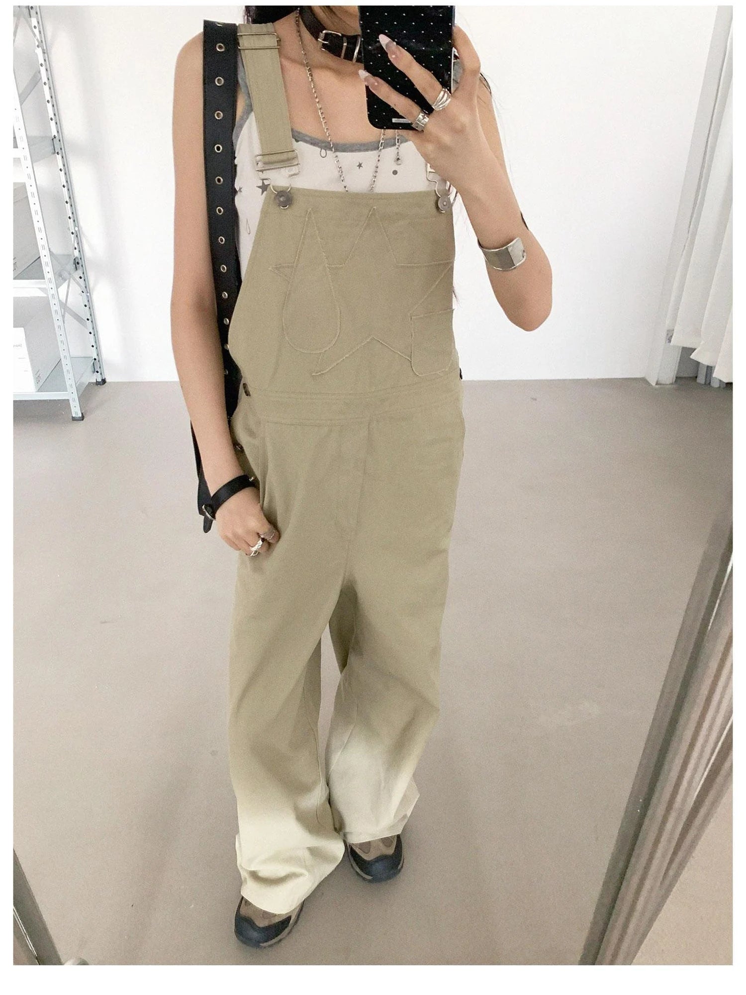 Tear Stars Raw Edge Applique Overalls