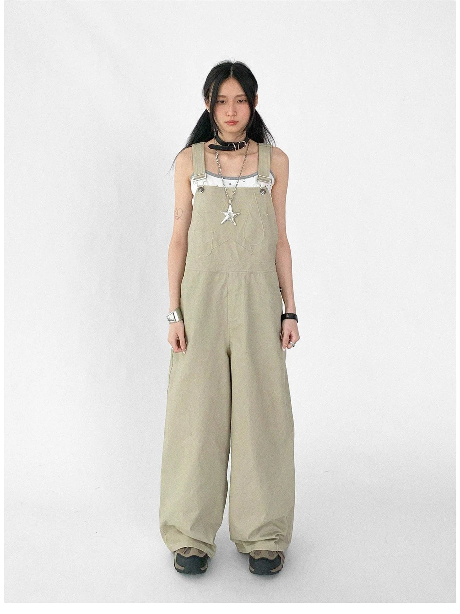 Tear Stars Raw Edge Applique Overalls