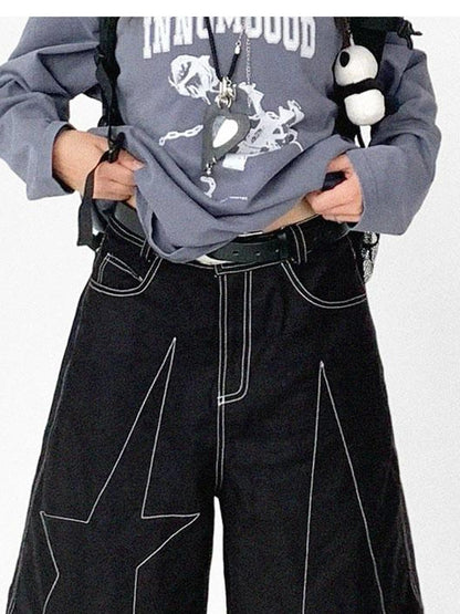 Tears Star Black Contrast Trim A Line Cropped Culottes