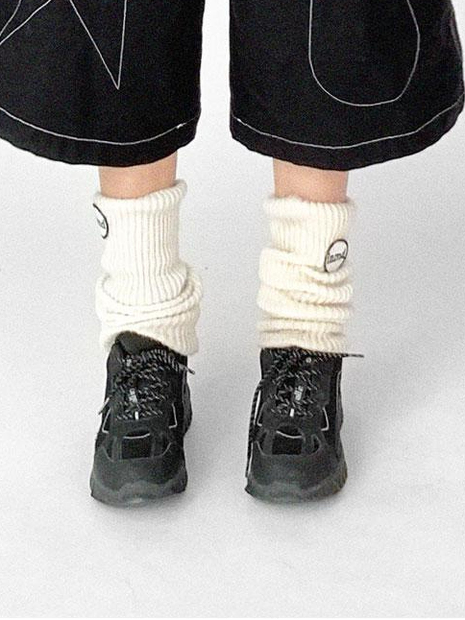 innomoood Tears Star Black Contrast Trim A Line Cropped Culottes