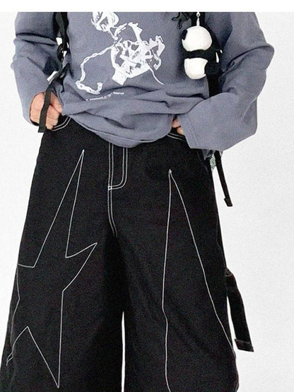 Tears Star Black Contrast Trim A Line Cropped Culottes