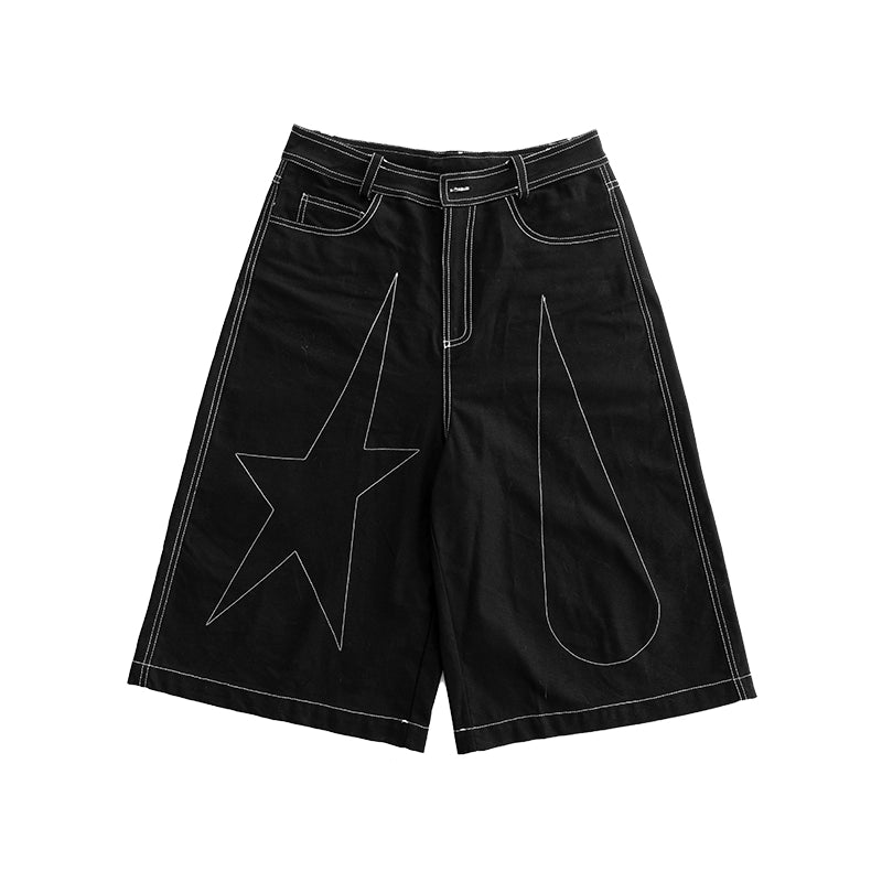 innomoood_Tears_Star_Black_Contrast_Trim_A_Line_Cropped_Culottes_MISSTT