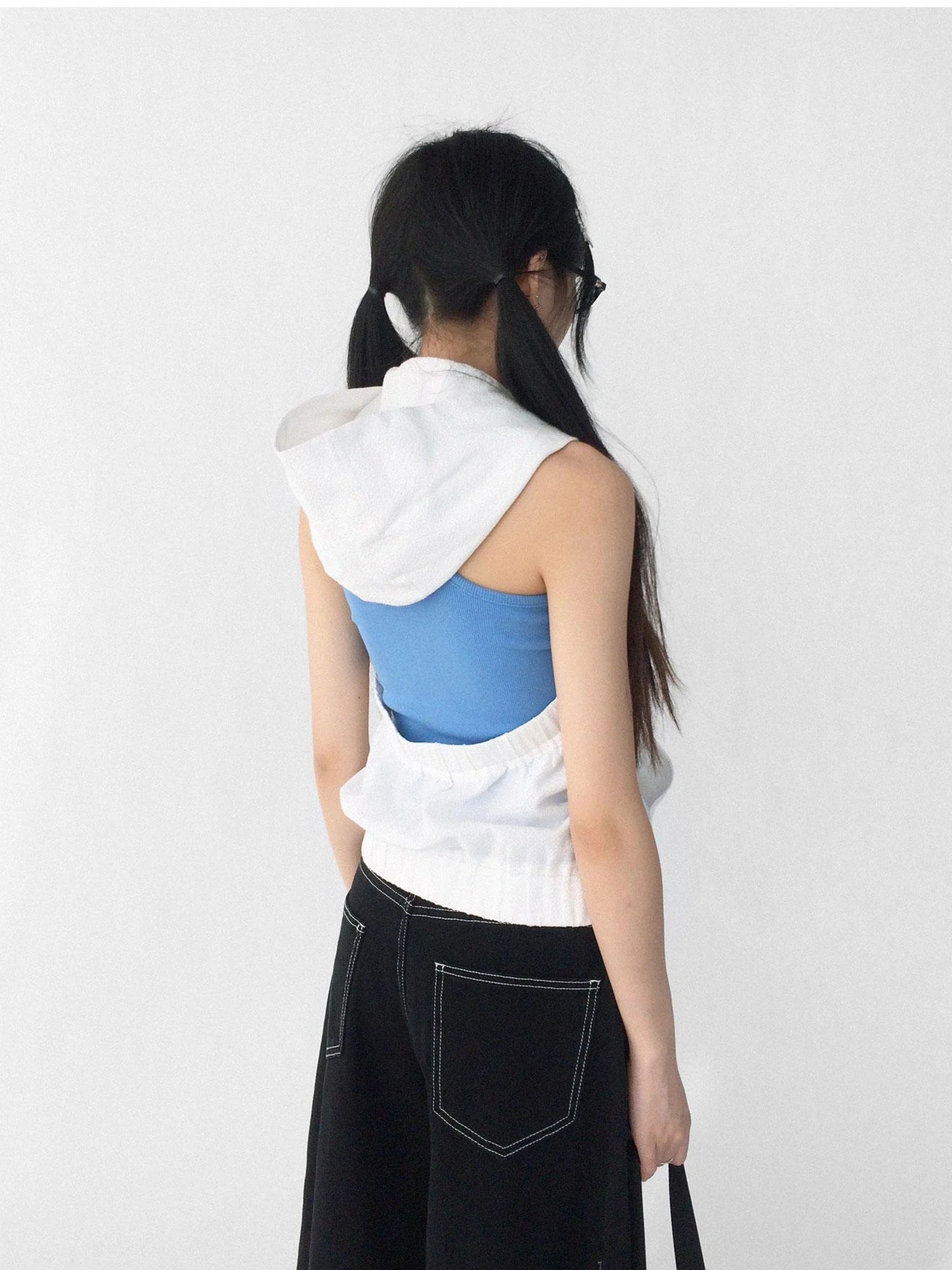 Tears Star Drop Back Open Knit Hoodie