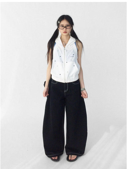 Tears Star Drop Back Open Knit Hoodie