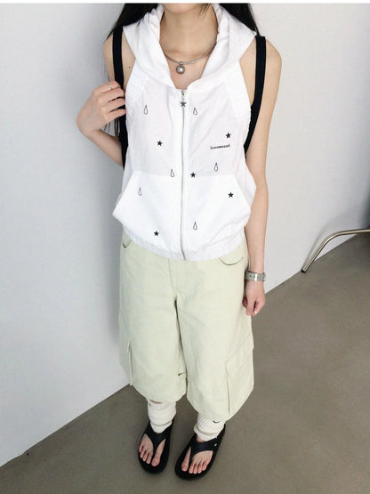 Tears Star Drop Back Open Knit Hoodie