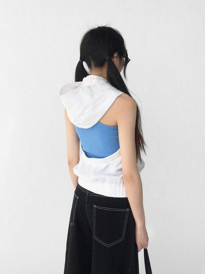 Tears Star Drop Back Open Knit Hoodie