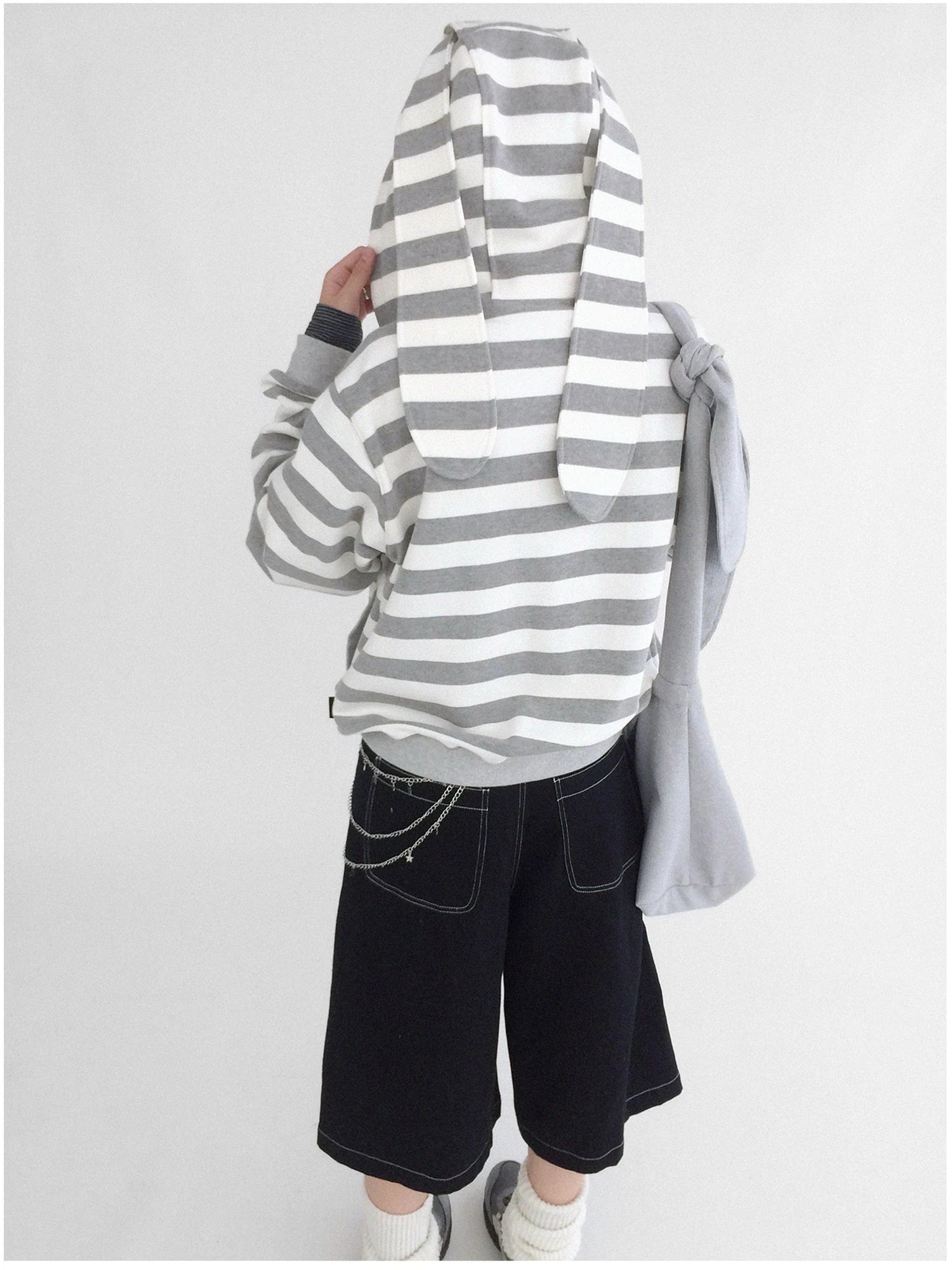 Tears Star Patchwork Hoodie With Detachable Bunny Ears