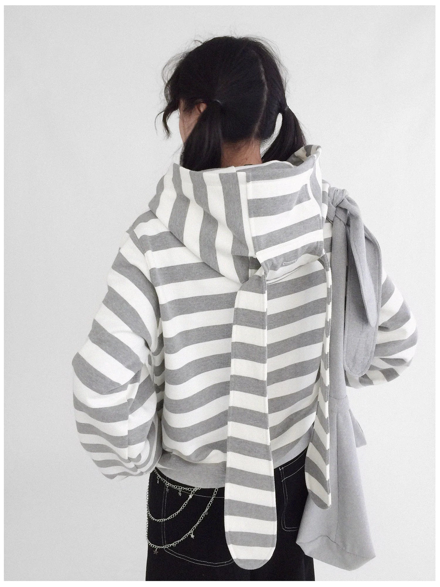 Tears Star Patchwork Hoodie With Detachable Bunny Ears