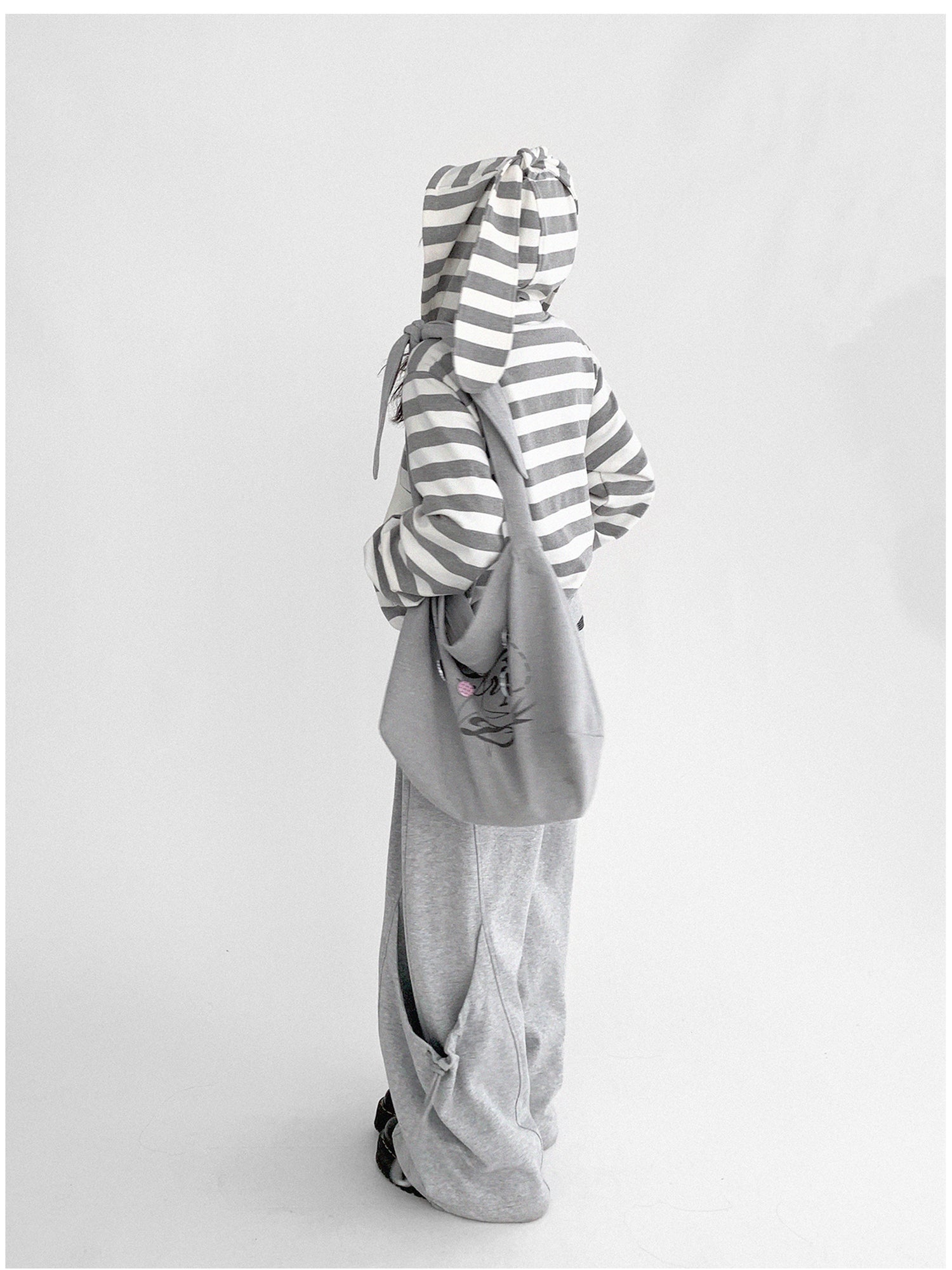 innomoood Tears Star Patchwork Hoodie With Detachable Bunny Ears