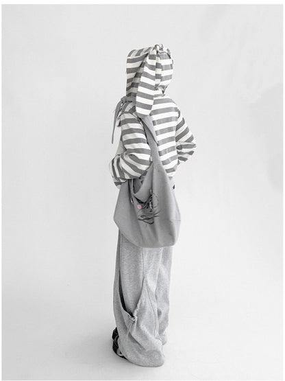 innomoood Tears Star Patchwork Hoodie With Detachable Bunny Ears