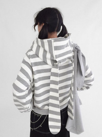 innomoood Tears Star Patchwork Hoodie With Detachable Bunny Ears