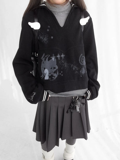 innomoood Textured Chunky Knit Oversized Cropped Crew Neck Women Office Pullover Cardigans