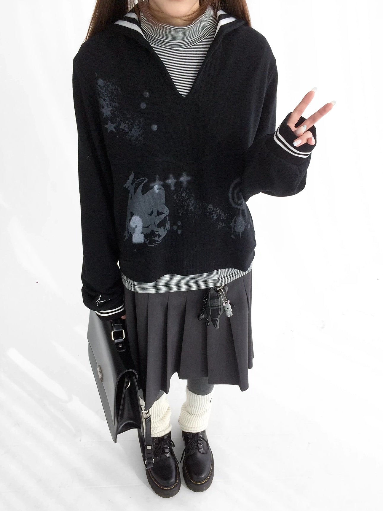 innomoood Textured Chunky Knit Oversized Cropped Crew Neck Women Office Pullover Cardigans