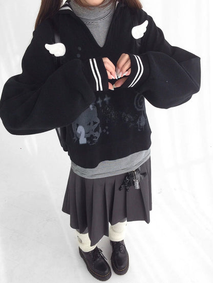 innomoood Textured Chunky Knit Oversized Cropped Crew Neck Women Office Pullover Cardigans