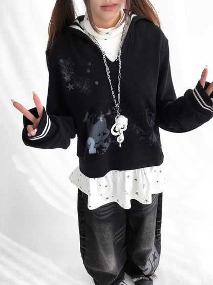 innomoood Textured Chunky Knit Oversized Cropped Crew Neck Women Office Pullover Cardigans