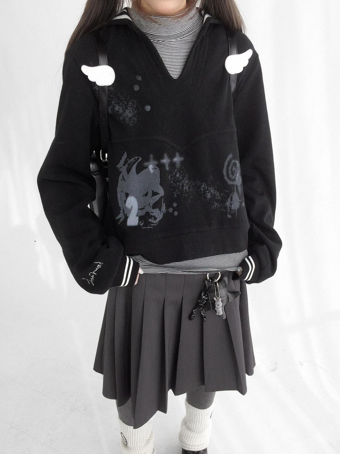 innomoood Textured Chunky Knit Oversized Cropped Crew Neck Women Office Pullover Cardigans