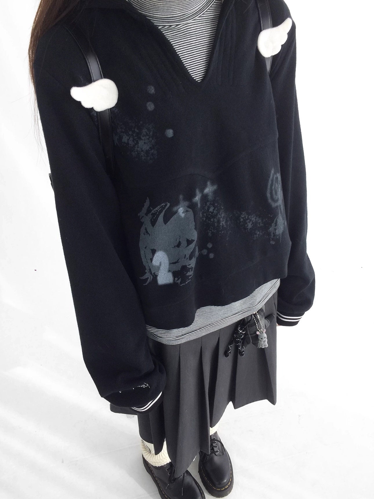 innomoood Textured Chunky Knit Oversized Cropped Crew Neck Women Office Pullover Cardigans