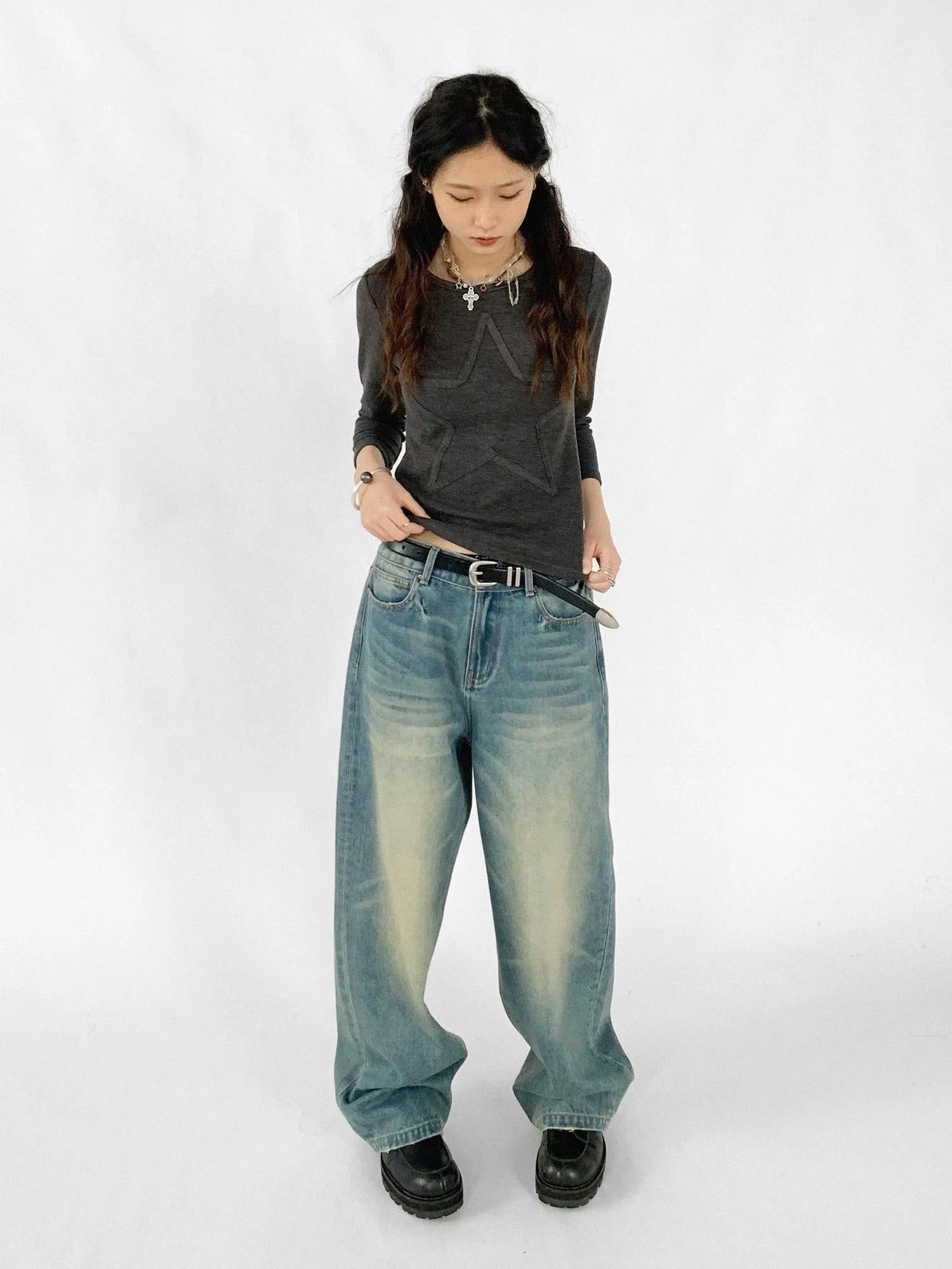 Thermal Teddy Y2k Layering Top V-neck T-shirt Long Sleeve