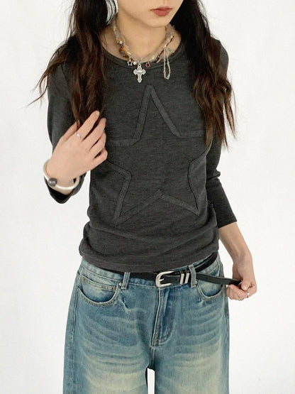 innomoood Thermal Teddy Y2k Layering Top V-neck T-shirt Long Sleeve