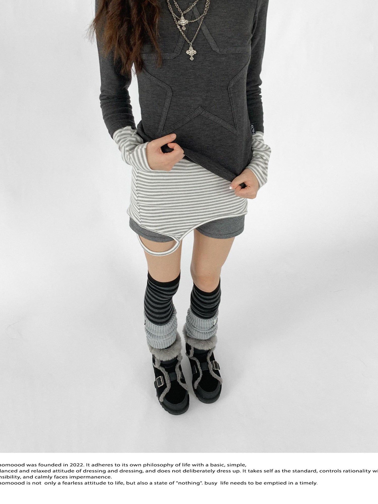 innomoood Thermal Teddy Y2k Layering Top V-neck T-shirt Long Sleeve