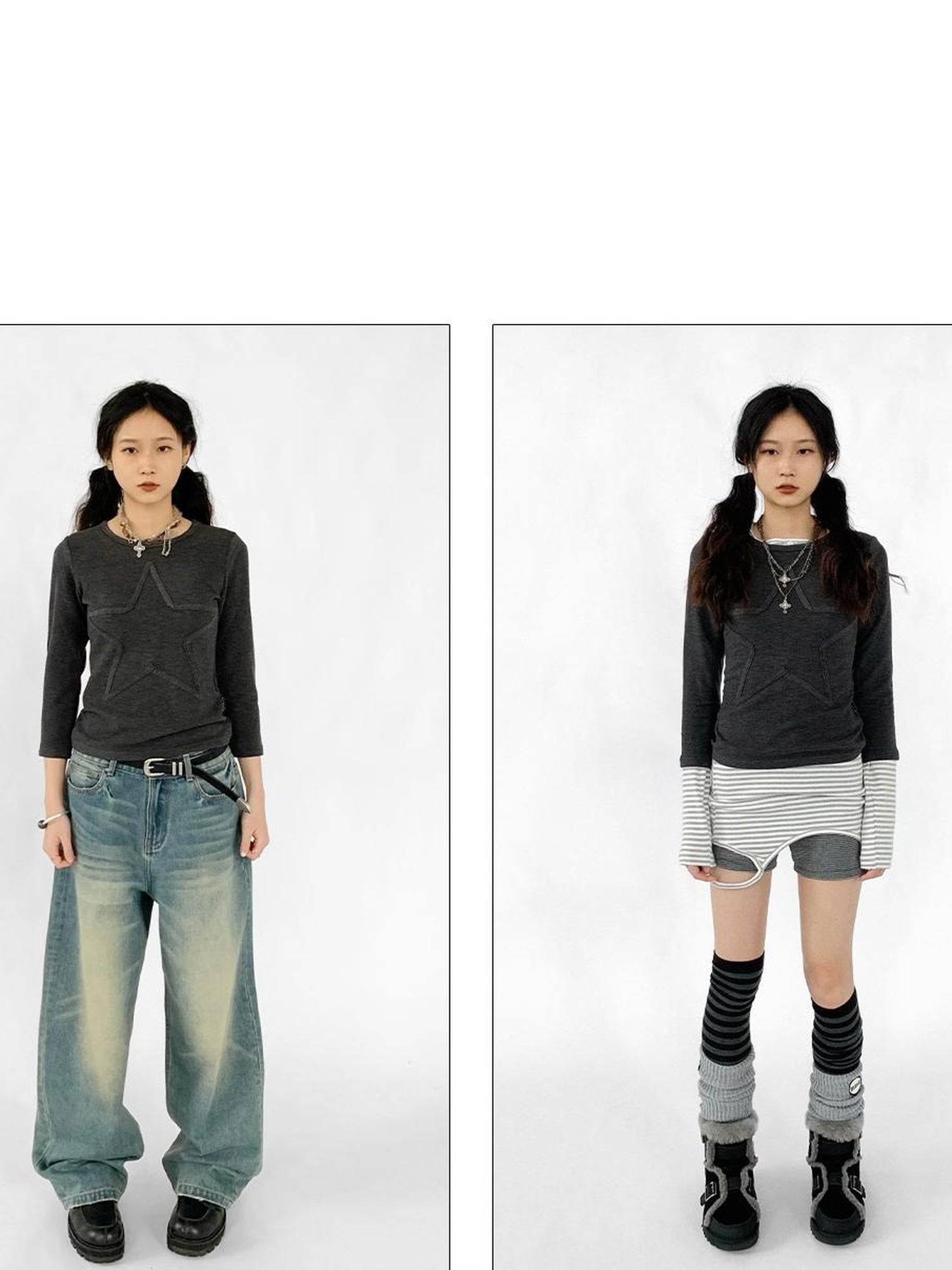 innomoood Thermal Teddy Y2k Layering Top V-neck T-shirt Long Sleeve