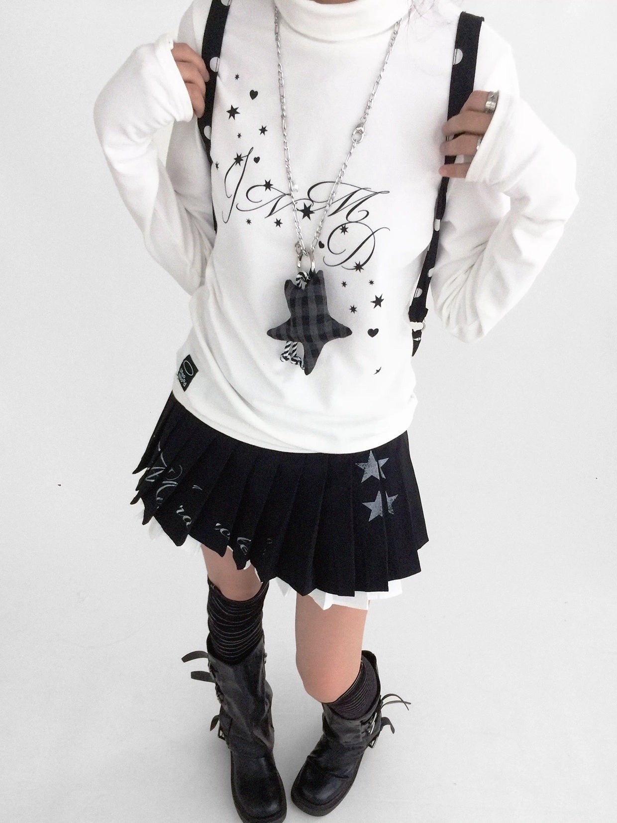 innomoood Tie Waist Pleated Preppy Mid Rise Casual Women Printed Polyester Mini Skirt