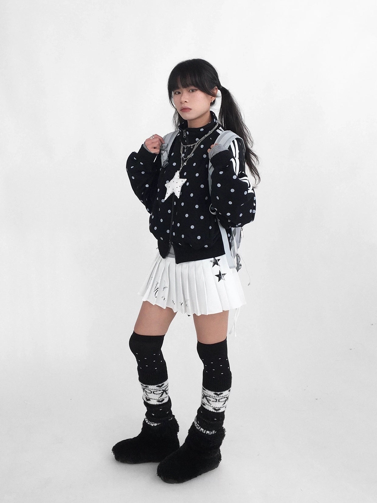 innomoood Tie Waist Pleated Preppy Mid Rise Casual Women Printed Polyester Mini Skirt