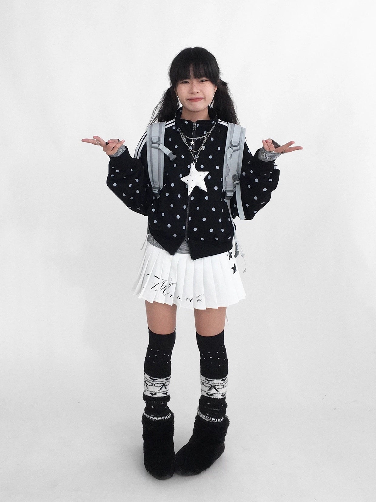 innomoood Tie Waist Pleated Preppy Mid Rise Casual Women Printed Polyester Mini Skirt