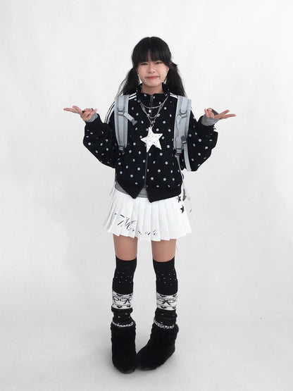 innomoood Tie Waist Pleated Preppy Mid Rise Casual Women Printed Polyester Mini Skirt