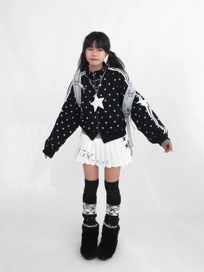 innomoood Tie Waist Pleated Preppy Mid Rise Casual Women Printed Polyester Mini Skirt