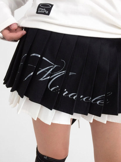 innomoood Tie Waist Pleated Preppy Mid Rise Casual Women Printed Polyester Mini Skirt