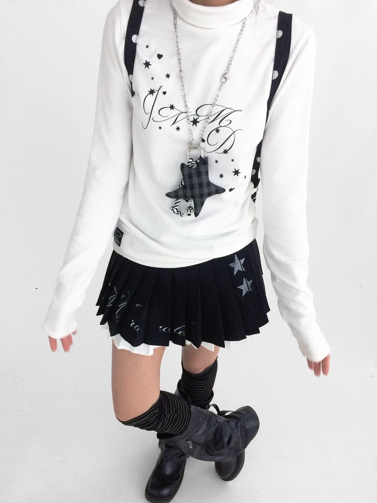 innomoood Tie Waist Pleated Preppy Mid Rise Casual Women Printed Polyester Mini Skirt