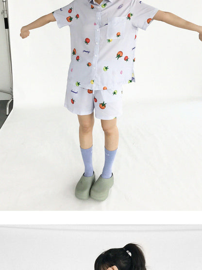 innomoood Tomato Print 3D Pajama Set Short Sleeve Shorts Homewear Summer
