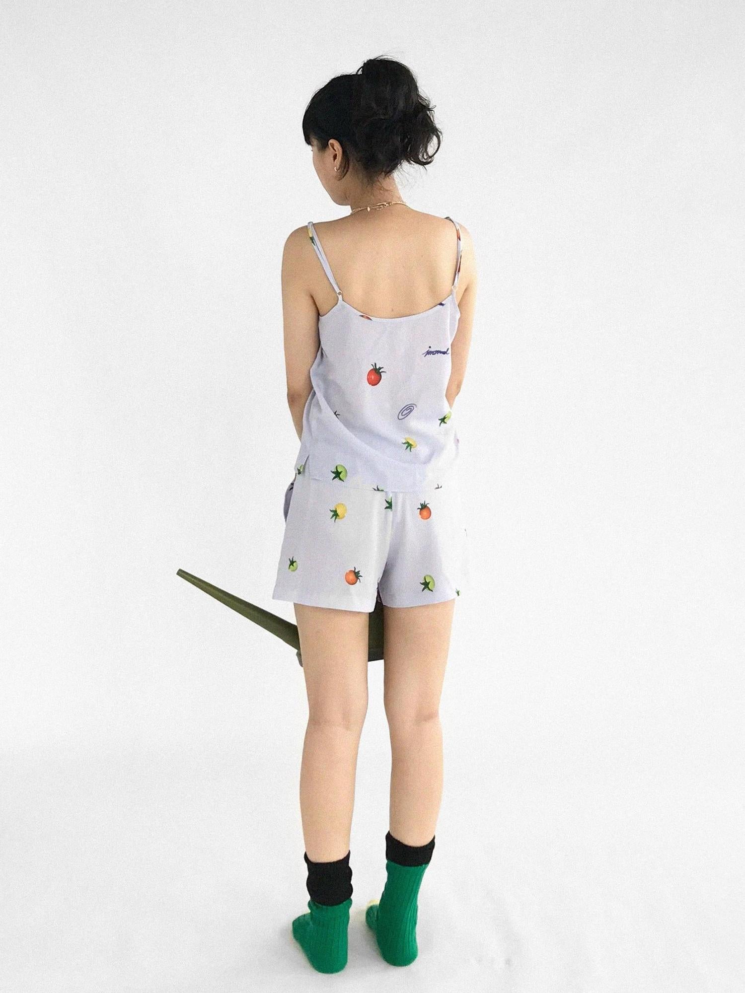 innomoood Tomato Print 3D Pajama Set Short Sleeve Shorts Homewear Summer