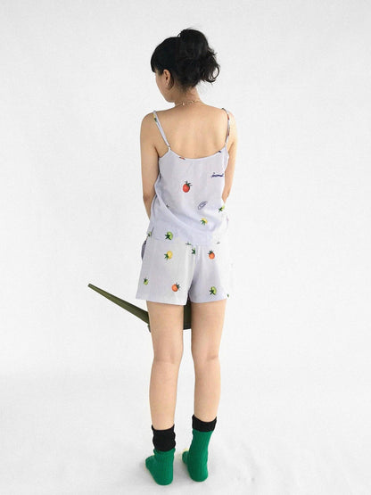 innomoood Tomato Print 3D Pajama Set Short Sleeve Shorts Homewear Summer