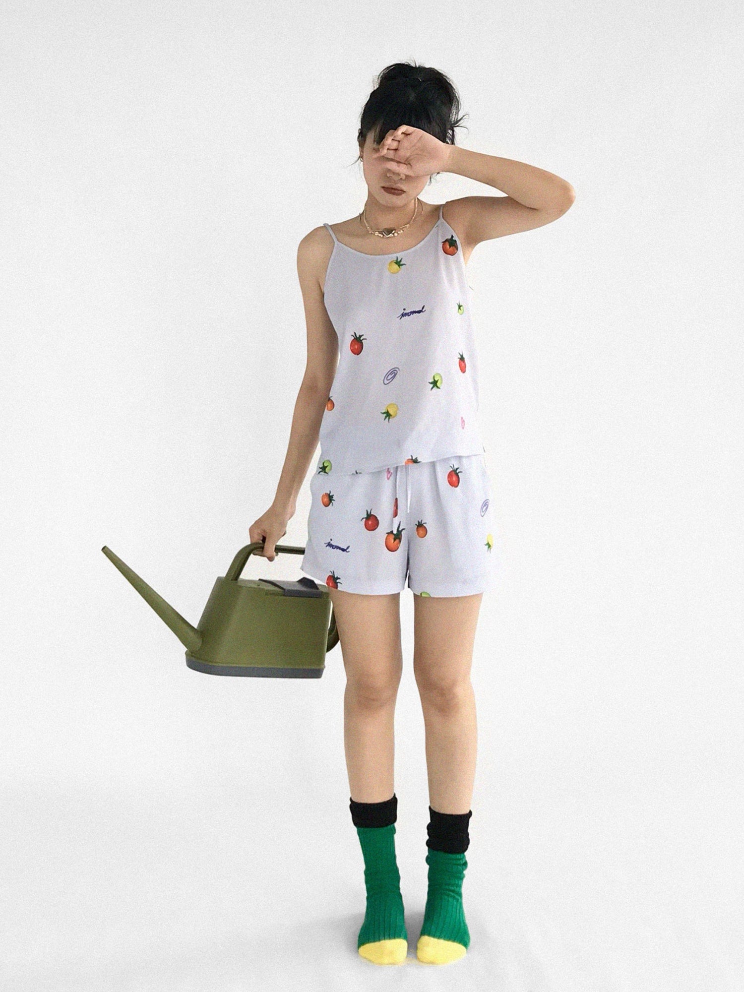 innomoood Tomato Print 3D Pajama Set Short Sleeve Shorts Homewear Summer