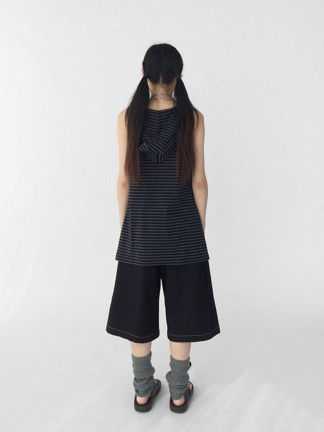 innomoood Tone On Tone Striped Star Hooded Women&