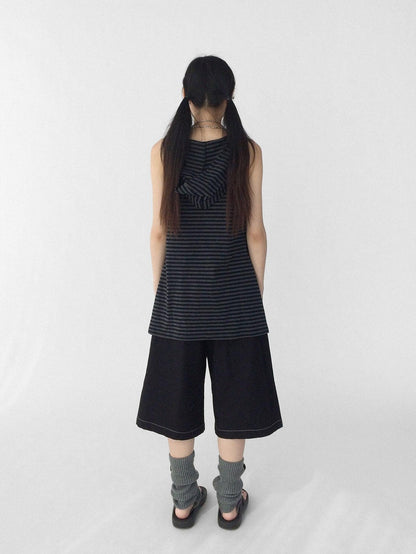 innomoood Tone On Tone Striped Star Hooded Women&