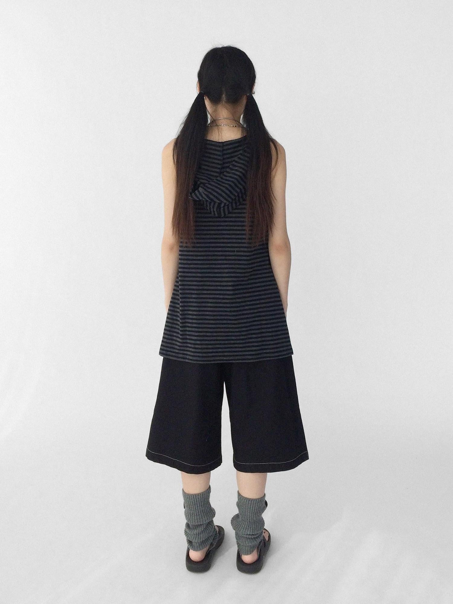innomoood Tone On Tone Striped Star Hooded Women&