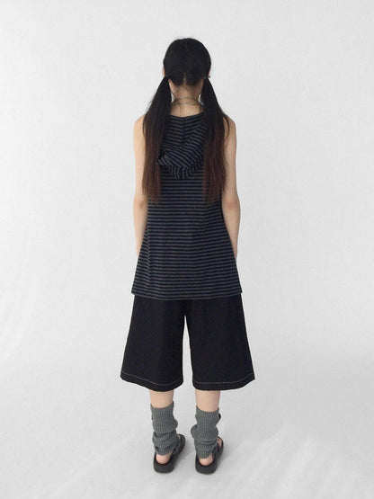 innomoood Tone On Tone Striped Star Hooded Women&