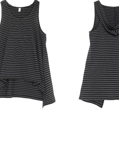 innomoood Tone On Tone Striped Star Hooded Women&